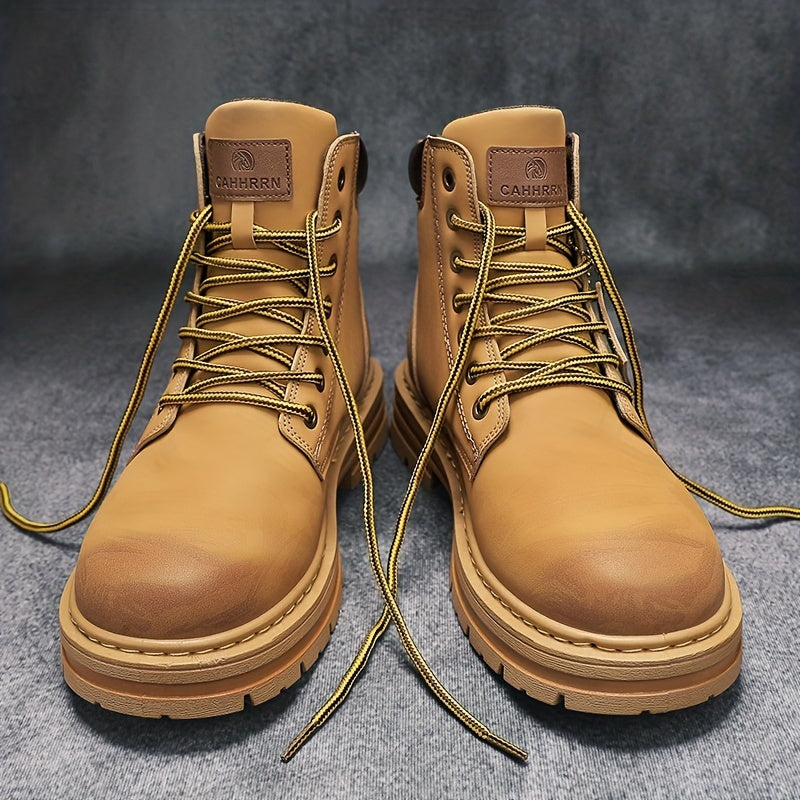 Men's Padded Collar Service Boots Casual Lace-up Shoes