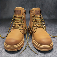 Men's Padded Collar Service Boots Casual Lace-up Shoes