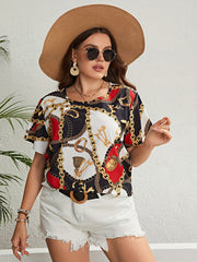 Paisley Print Colorblock T-shirt