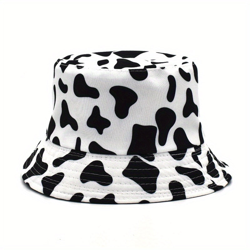 Cow Print Bucket Hat Reversible Travel Beach Hats Unisex