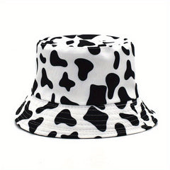 Cow Print Bucket Hat Reversible Travel Beach Hats Unisex