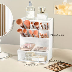 Makeup Organizer with Brush Holder and Drawer