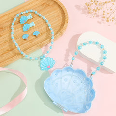 Kids Seashell Hair Clip Jewelry Set with Tote Bag