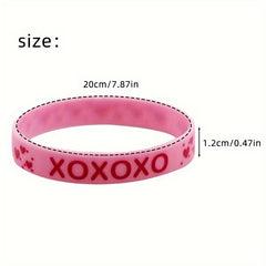 8pcs Pink Silicone Bracelet Holiday Gift for Women Party Rubber Bracelet