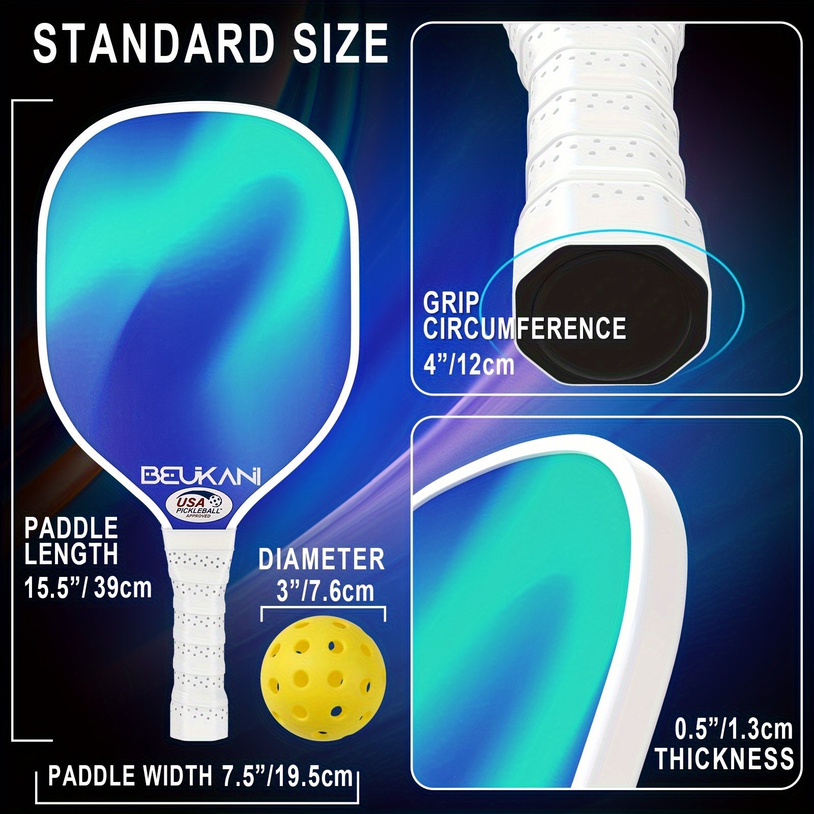 USAPA Approved Pickleball Paddles Set Of 2 with Rackets, Tapes, Overgrip, Towel