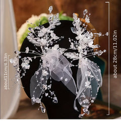 Crystal Beads Flower Veil Sweet Wedding Headwear With Clip Hair Accessories