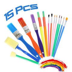 15pcs Non Toxic Art Brush Set Sponge Tips Watercolor Painting Supplies