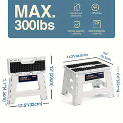 Tall Folding Step Stool 22x33x2cm Holds 136.08KG Non-Slip Surface