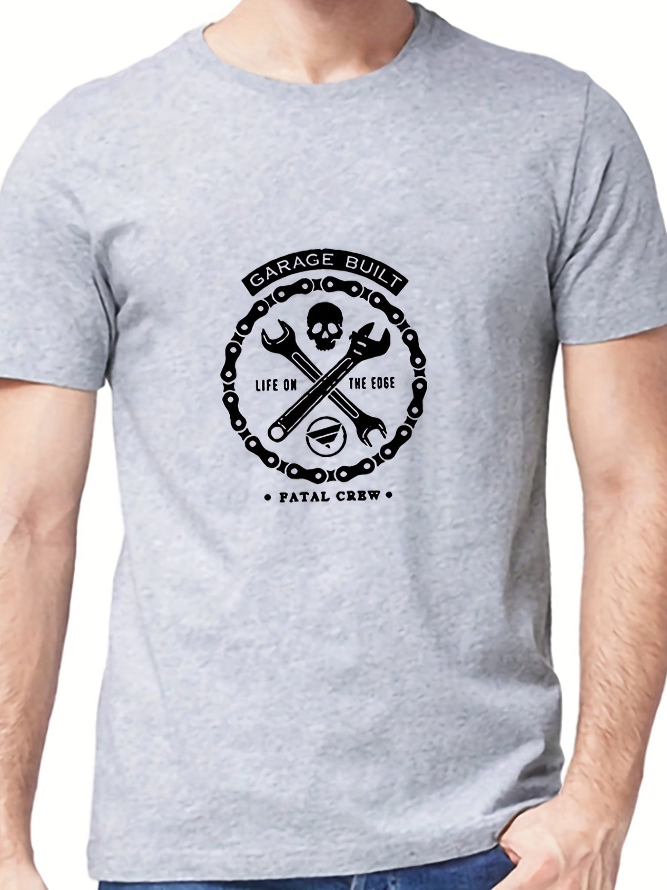Men's Garage Built Print T shirt Casual Breathable Tee