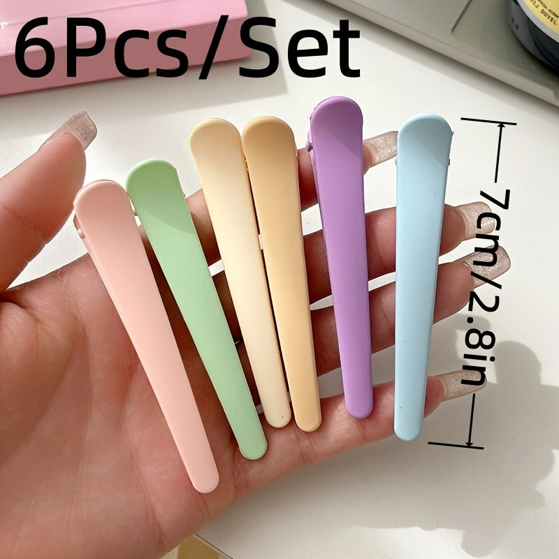 6pcs Duck Bill Clip Macaroon Makeup Clip Hair Clip For Thick And Thin Hair