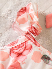 Baby Girls Floral Print Ruffle Trim Camisole Top & Shorts Set