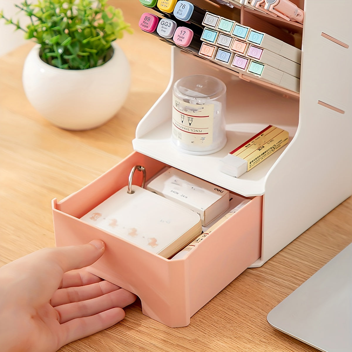1pc Pen Holder Desktop Classification Stationery Supplies Storage Box