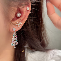 Holiday Style Zircon Snow & Christmas Tree Earrings
