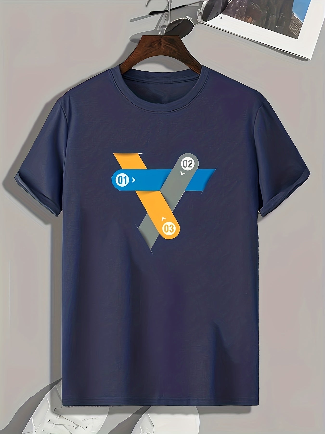 Triangle Print Men's Graphic T Shirt for Summer
