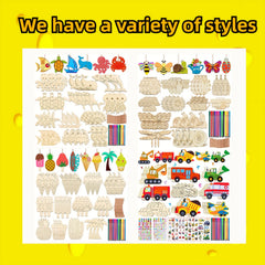 84pcs Kids Insect Wood Craft Kit with Markers for DIY Painting
