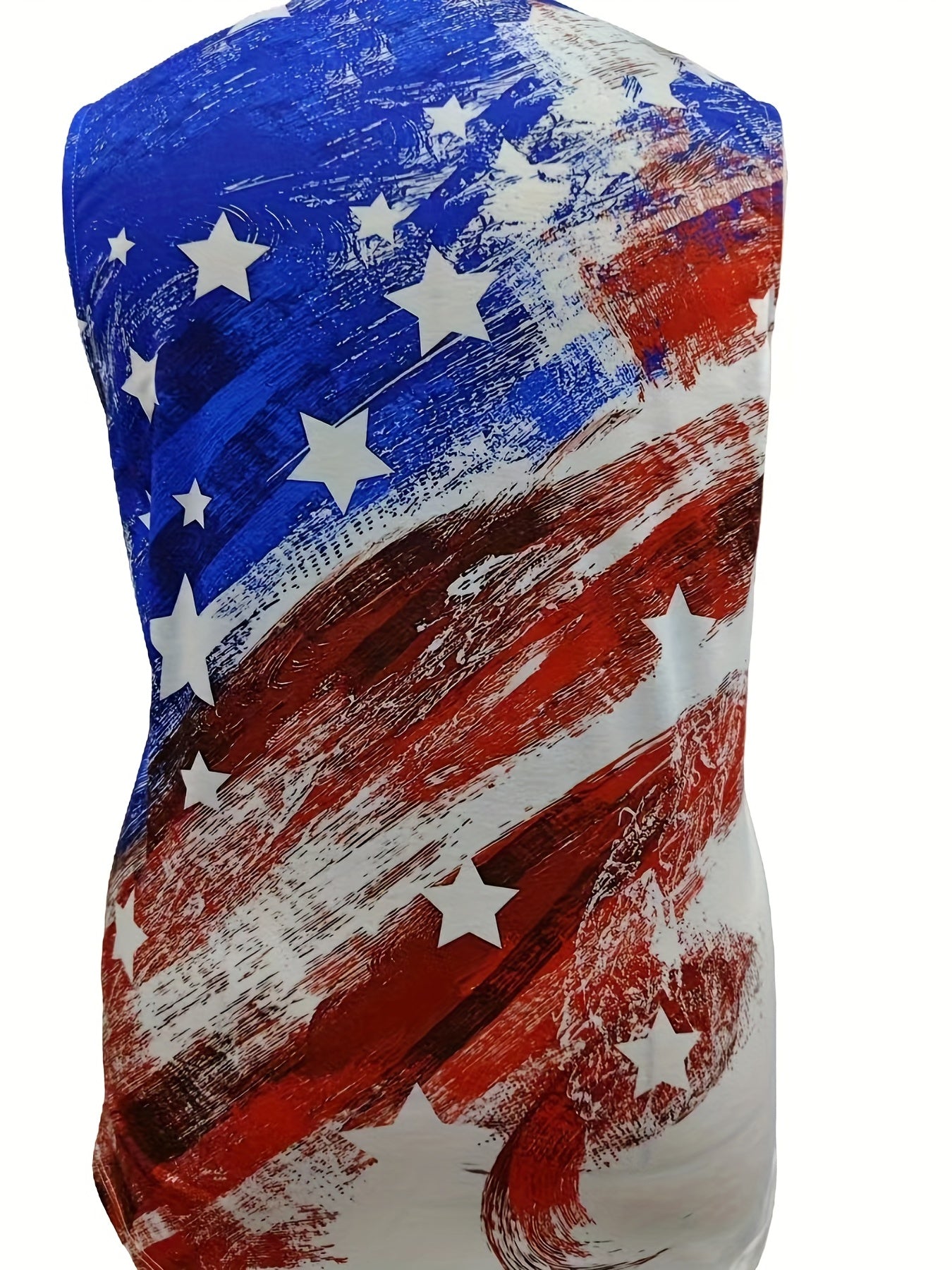 Independence Casual Tank Top Women's Plus Flag Print V Neck Medium Str