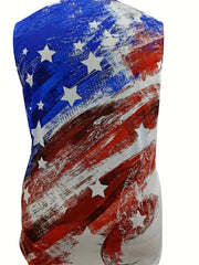 Independence Casual Tank Top Women's Plus Flag Print V Neck Medium Str