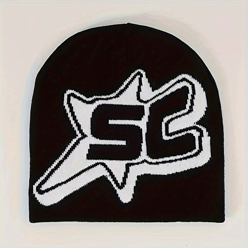Y2K Hip Hop Knit Beanie Letter Jacquard Unisex Warm Hat Cap