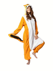 Women's Christmas Squirrel Pajama Jumpsuit with Hood