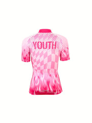 Fire Print Cycling Jersey Short Sleeve Outdoor Sports Top