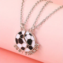 2pcs Cartoon Soccer BFF Pendant Necklace Gift for Girls Friends