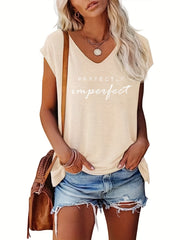 V Neck Cap Sleeve Tank Top for Women
