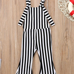 Toddler Girls Striped Flare Leg Jumpsuit Kids Summer Clothes