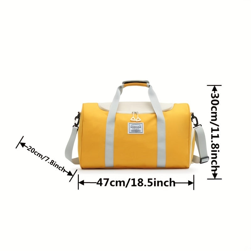 Letter Patch Decor Travel Luggage Bag Wet And Dry Separation