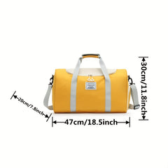 Letter Patch Decor Travel Luggage Bag Wet And Dry Separation
