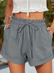 Solid Drawstring Shorts for Women