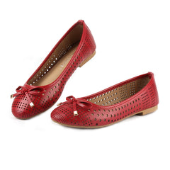 Women's Hollow Out Bowknot Flat Shoes Slip On Casual Wear resistant Shoes