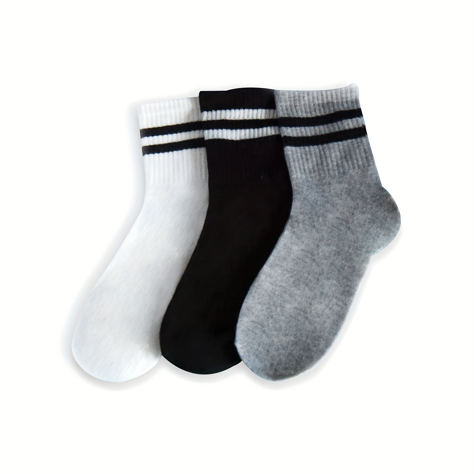 5 Pairs Striped Mid Tube Socks for Men All Seasons