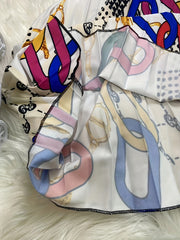 Scarf Print Elastic Pleated Maxi Skirt