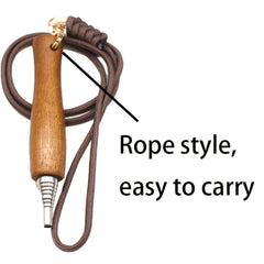 Wood Handle Stainless Fire Blow Tube Retractable Lanyard
