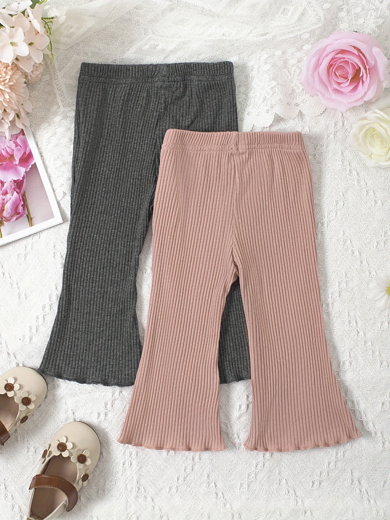 Ruffle Trim Flared Pants 2pcs Set