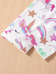 Girls' Unicorn & Stretchy Athletic Leggings Kids Elastic Waist Ankle Pants