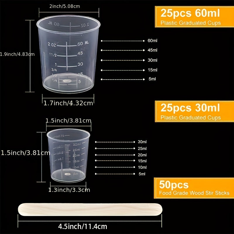 100pcs Graduated Cups Set - 60ml, 30ml - Resins Epoxie
