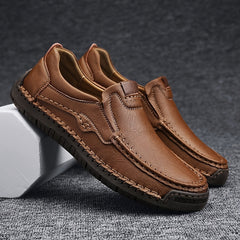 Men's Stitch Detail Moc Toe Loafer Shoes Comfy Slip On Shoes