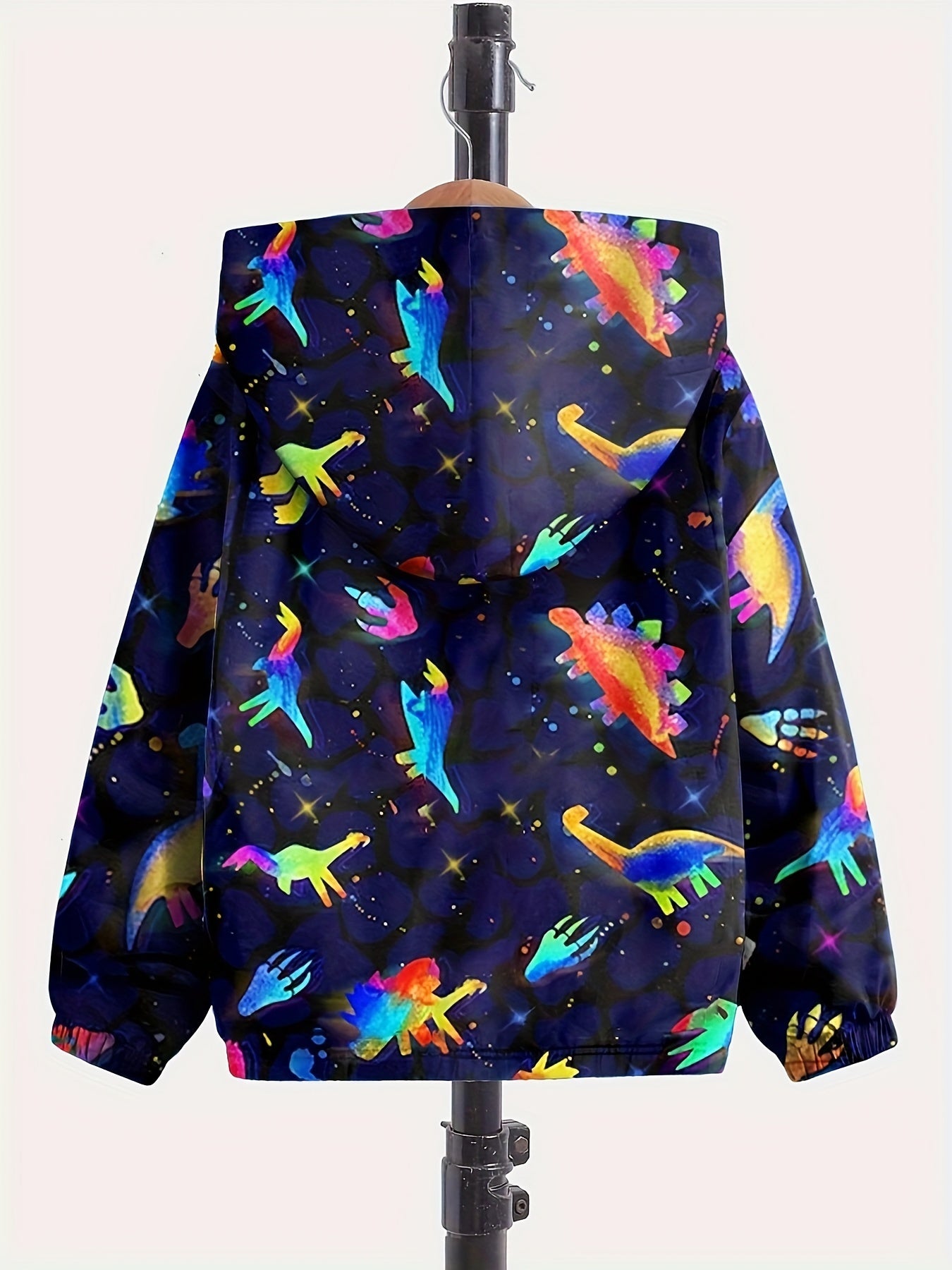 Dreamy Tie Dye Dino Zip Hooded Jacket Spring Fall