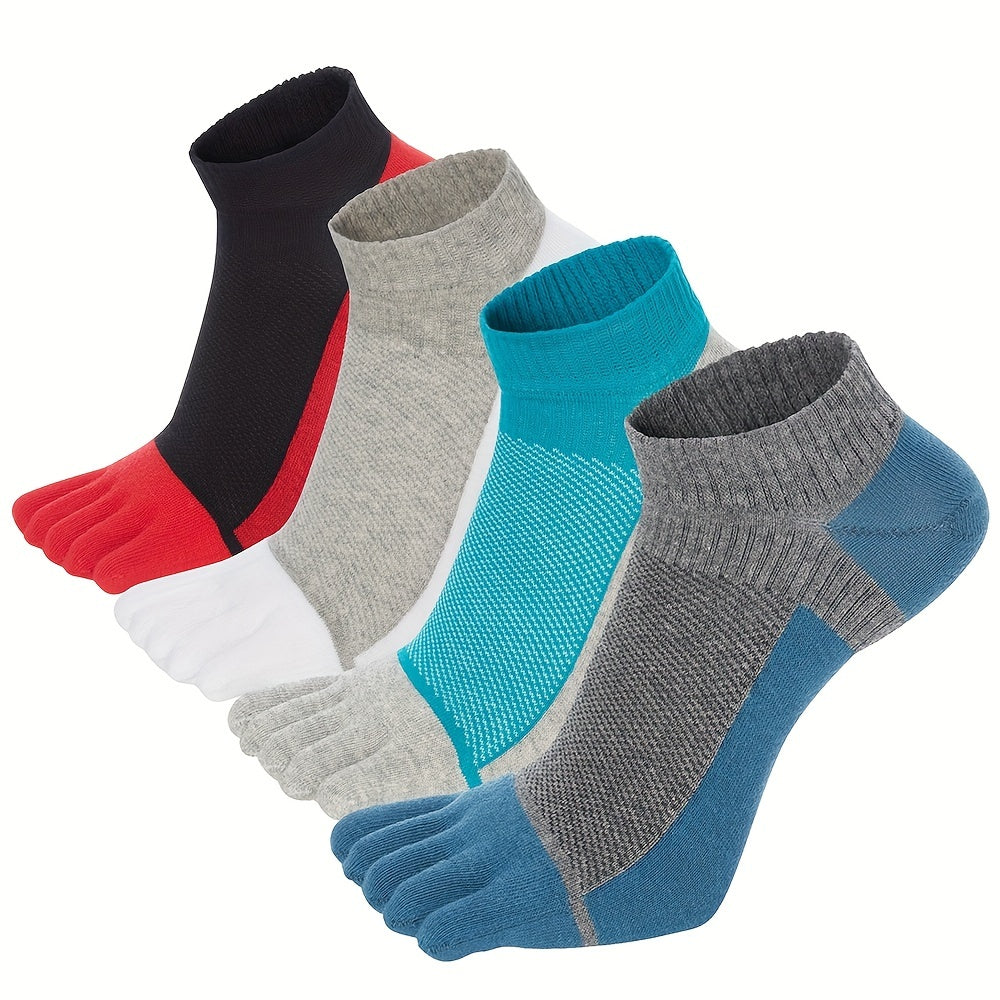 4 Pairs Toe Socks Ankle Cotton Low Cut Athletic Running Five
