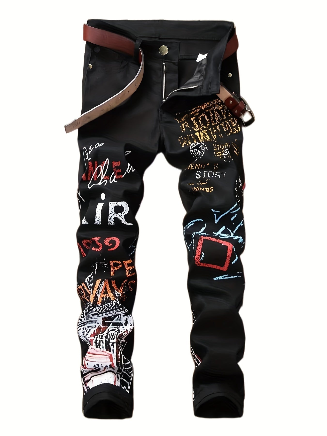 Arrival Men Jeans Male Washed Graffiti Jeans Casual Trousers