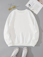 Women's Solid Pullover Sweatshirt Crew Neck Casual Long Sleeve
