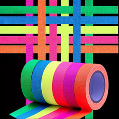6pcs Fluorescent Cloth Tape Adhesive Neon Glow In The Dark Tape Matte 6 Colors