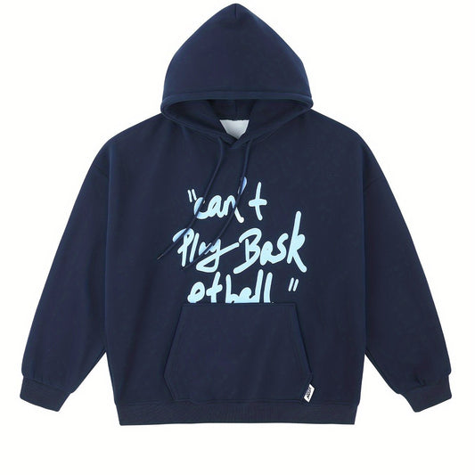 Letter Print Hoodie Men's Casual Graphic Pullover Sweatshirt