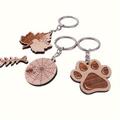 1pc Cartoon Wooden Car Keychain Creative Key Chain Keyring Pendant