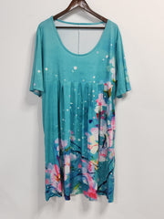Floral Print Plus Size Casual Dress with Pockets