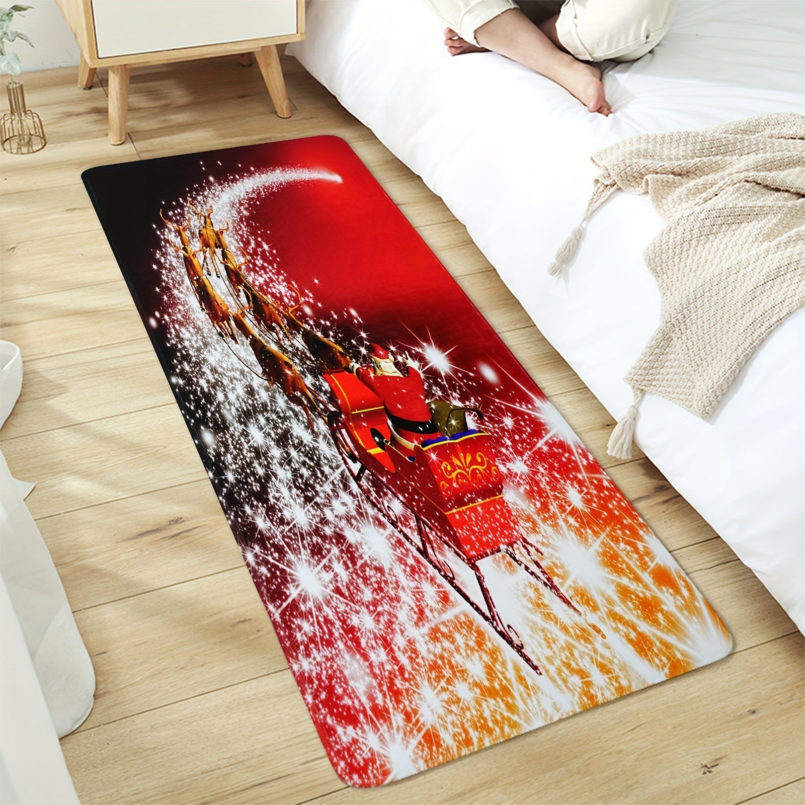 Christmas Cartoon Foot Mat Non-slip Long Strip Carpet