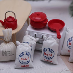 5-Pack Flour Sack Doll House Accessories Textile Kitchen Props