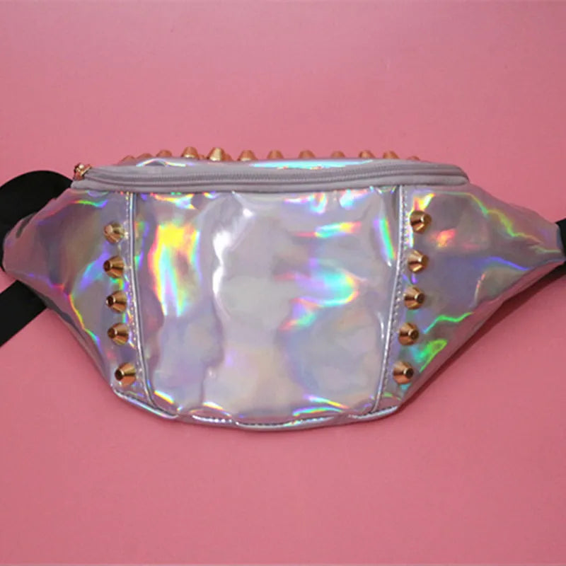 Rivets Waist Bag Women Fanny Pack Leg Bag Pochete Transparent