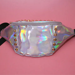 Rivets Waist Bag Women Fanny Pack Leg Bag Pochete Transparent